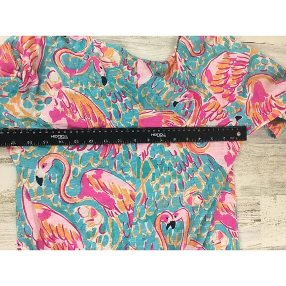 Lilly Pulitzer Sz S Alia Swim Coverup Dress Peel and Eat Flamingo with Fringe - Picture 14 of 14